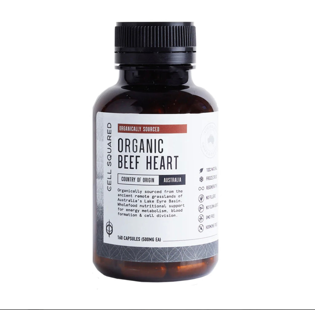 Cell Squared Organic Grass-Fed Beef Heart - 160 Capsules 500mg each